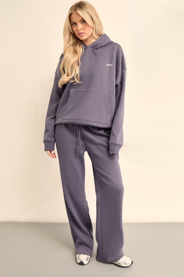 Kaiia Chrome Logo Oversized Hoodie Midnight Blue