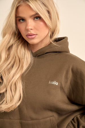 Kaiia Chrome Logo Oversized Hoodie Army Green