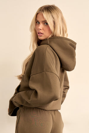 Kaiia Chrome Logo Oversized Hoodie Army Green