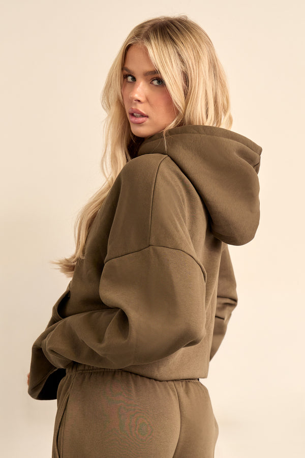 Kaiia Chrome Logo Oversized Hoodie Army Green