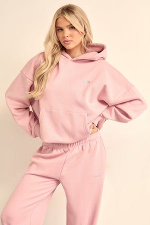 Kaiia Chrome Logo Oversized Hoodie Powder Pink
