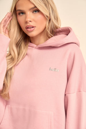 Kaiia Chrome Logo Oversized Hoodie Powder Pink