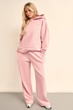 Kaiia Chrome Logo Oversized Hoodie Powder Pink
