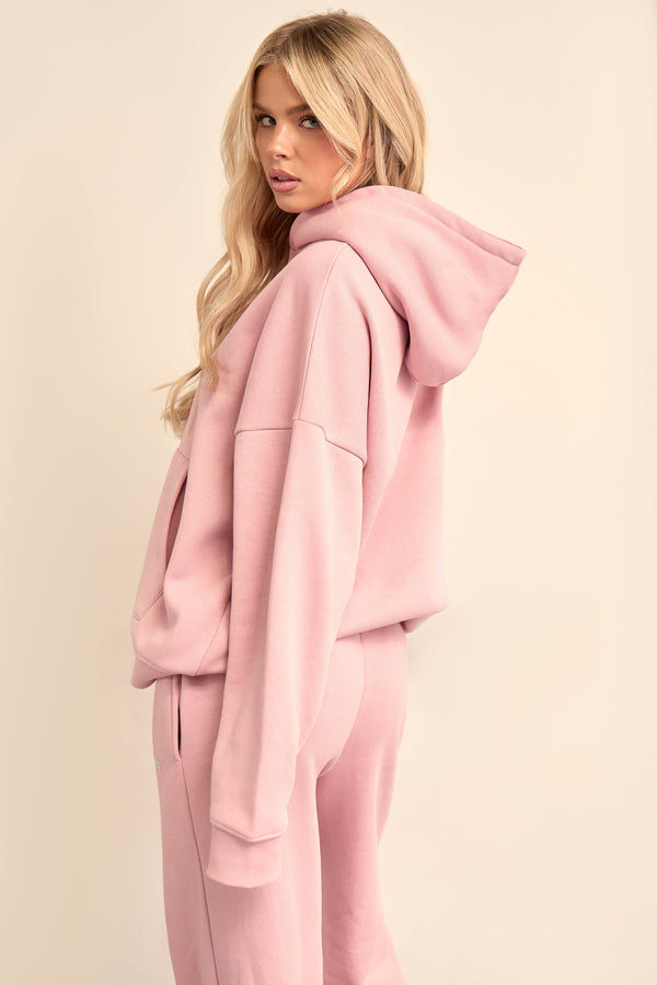Kaiia Chrome Logo Oversized Hoodie Powder Pink