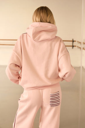 Kaiia Slogan Stripe Detail Oversized Hoodie Ballet Pink