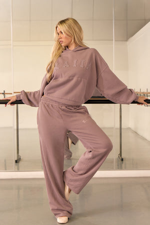 Kaiia Washed Slogan Oversized Hoodie Washed Mauve