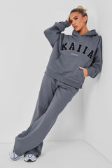 Kaiia Sport Oversized Logo Hoodie in Charcoal Grey