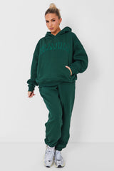 Kaiia Cuffed Sweat Pants in Dark Green