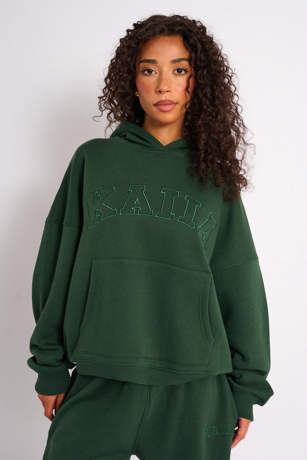 Oversized Logo Hoodie Forest Green