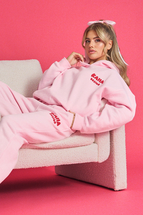 Kaiia Design Bubble Graphic Hoodie Baby Pink and Red