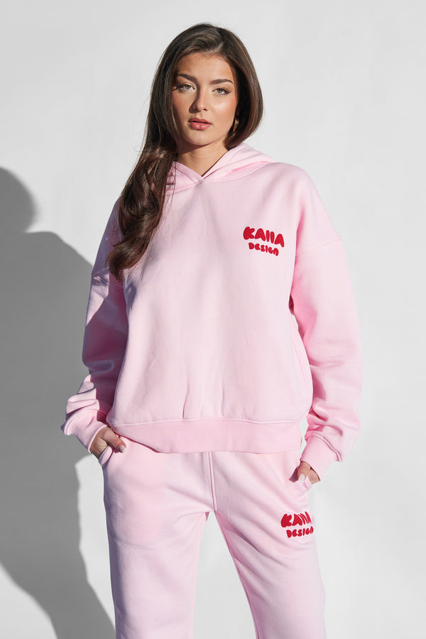 Kaiia Design Bubble Graphic Hoodie Baby Pink and Red