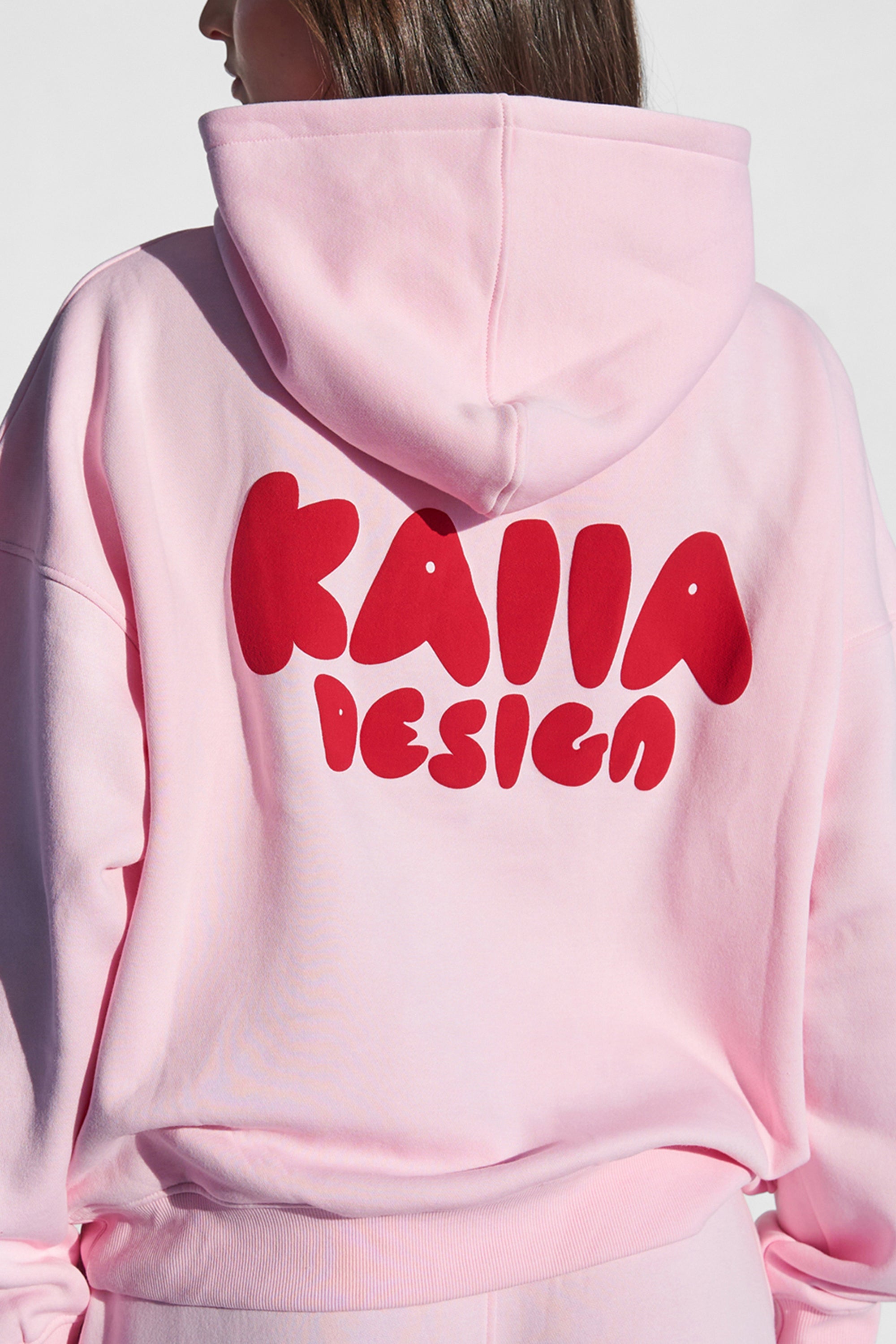 Kaiia Design Bubble Graphic Hoodie Baby Pink and Red