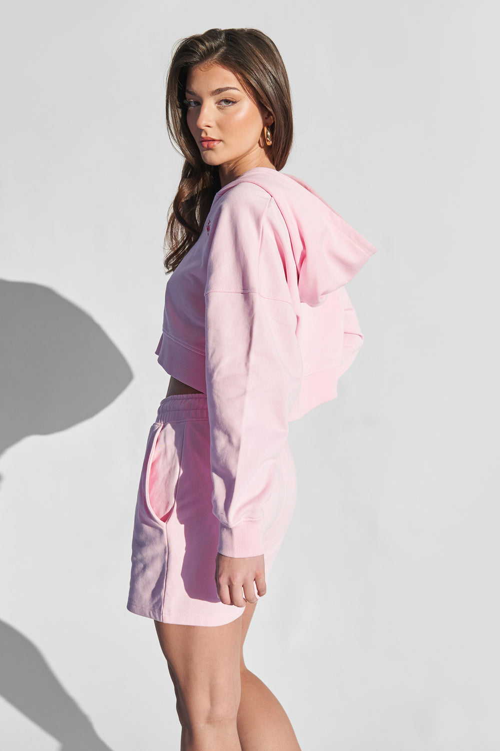Kaiia Studio Zip Through Hoodie Baby Pink