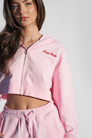 Kaiia Studio Zip Through Hoodie Baby Pink