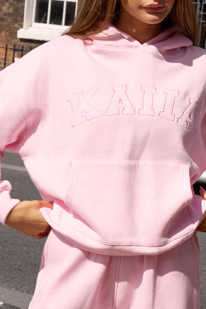 Kaiia Slogan Oversized Hoodie Baby Pink
