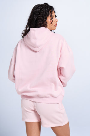 Kaiia Slogan Oversized Hoodie Baby Pink