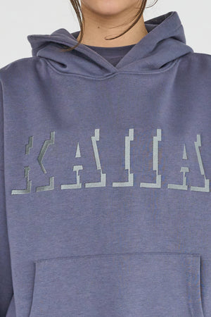 Kaiia Shadow Logo Oversized Hoodie Slate Blue