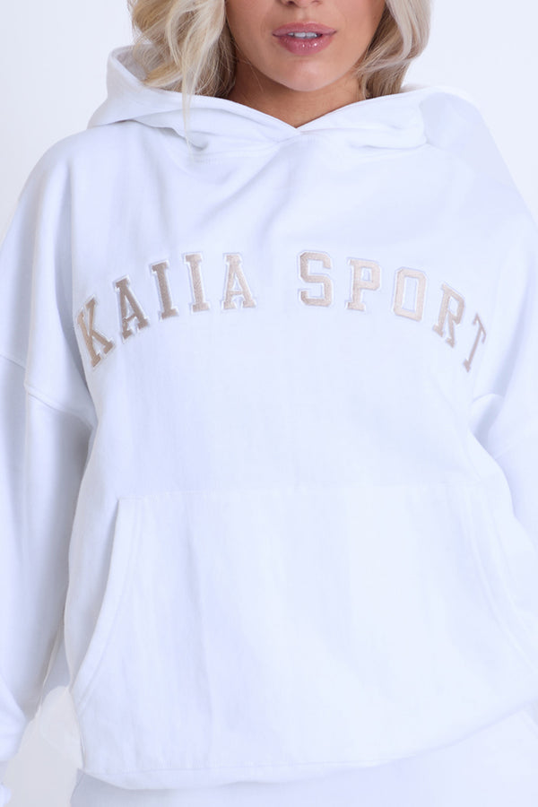 Kaiia Sport Oversized Hoodie White & Beige