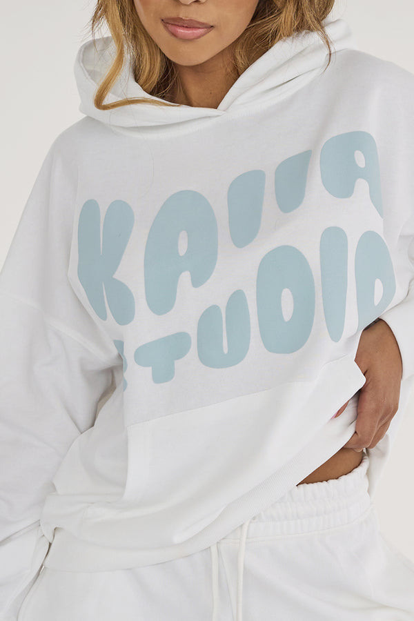 Kaiia Studio Bubble Logo Oversized Hoodie White & Blue
