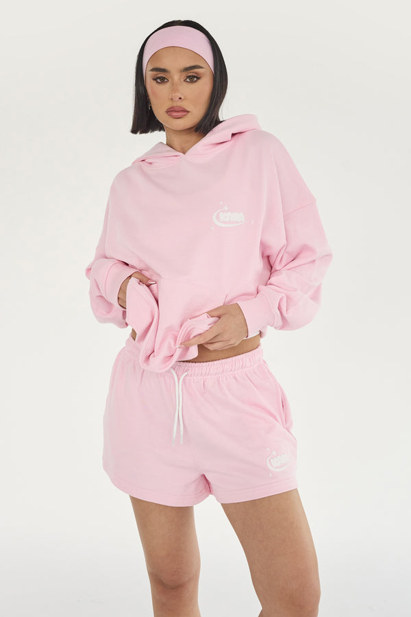 Kaiia Star Bubble Logo Oversized Hoodie Baby Pink