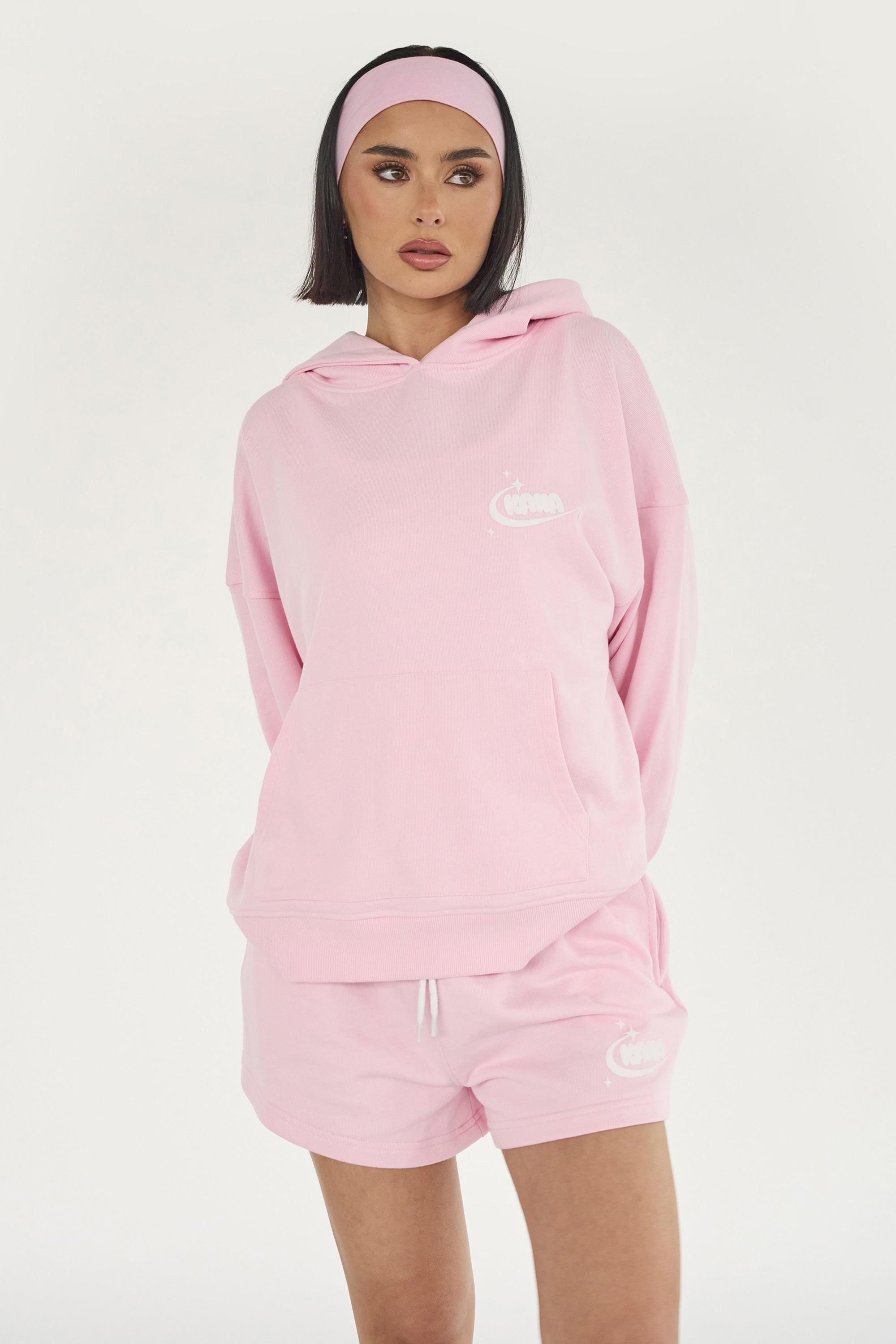 Kaiia Star Bubble Logo Oversized Hoodie Baby Pink
