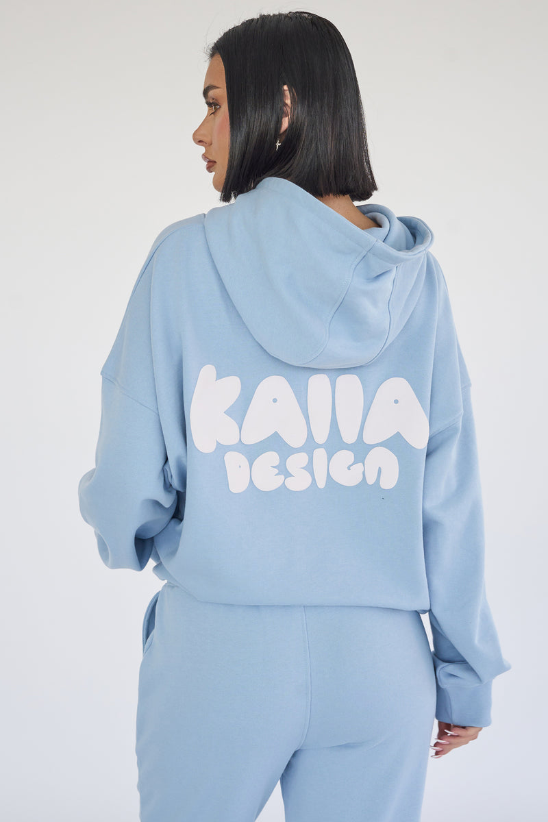 Kaiia Design Bubble Logo Oversized Hoodie Baby Blue