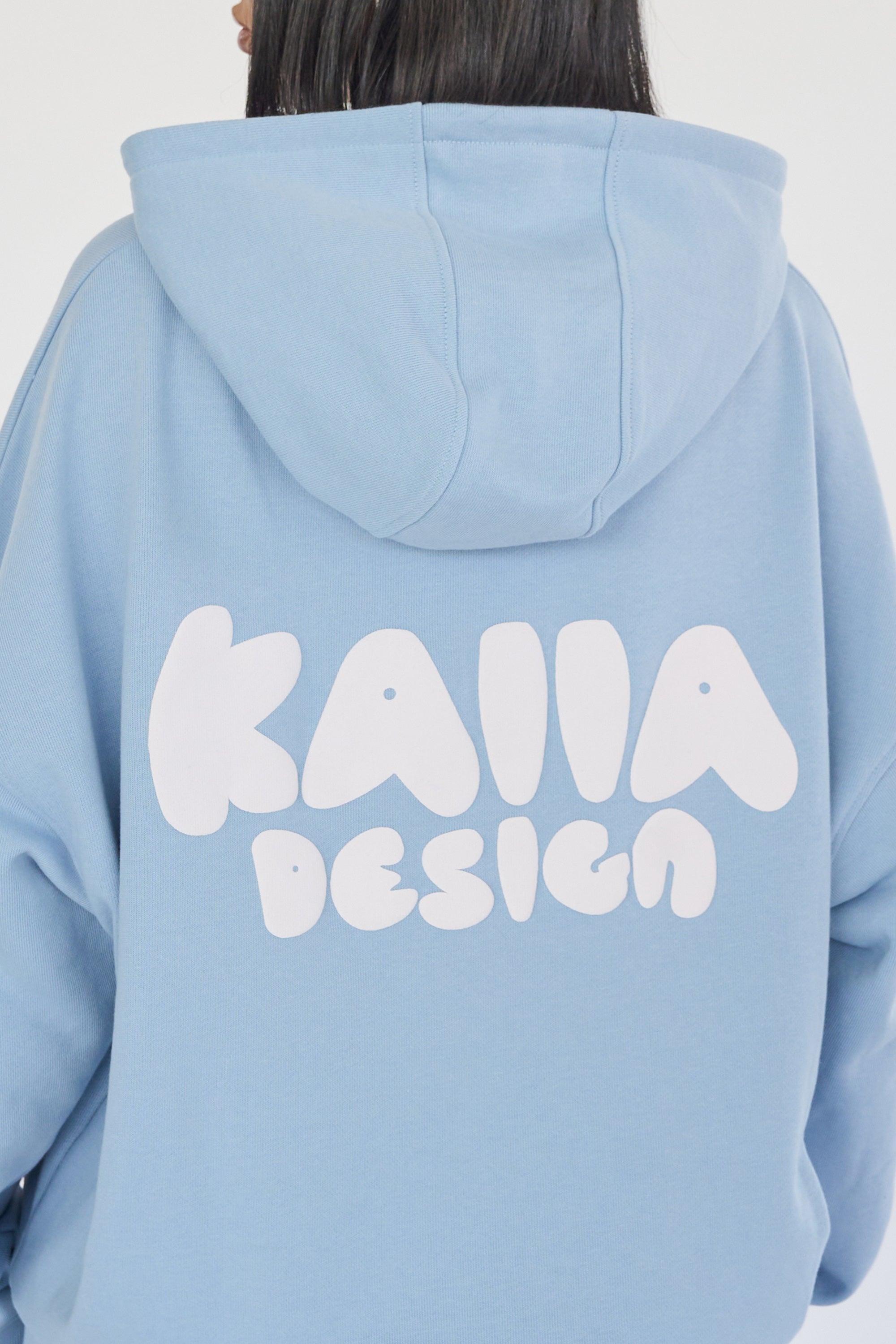 Kaiia Design Bubble Logo Oversized Hoodie Baby Blue