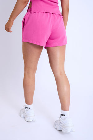 Kaiia Logo Mini Sweat Shorts Hot Pink
