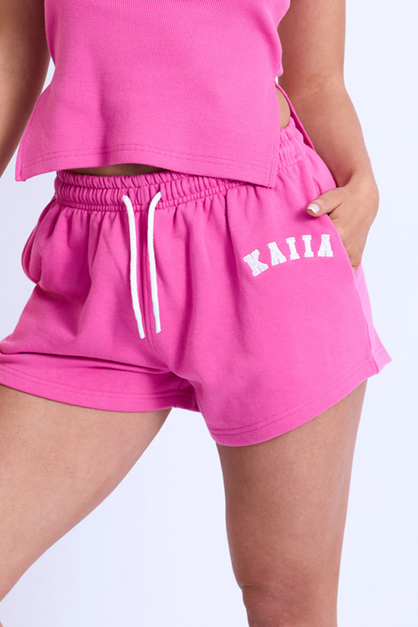 Kaiia Logo Mini Sweat Shorts Hot Pink