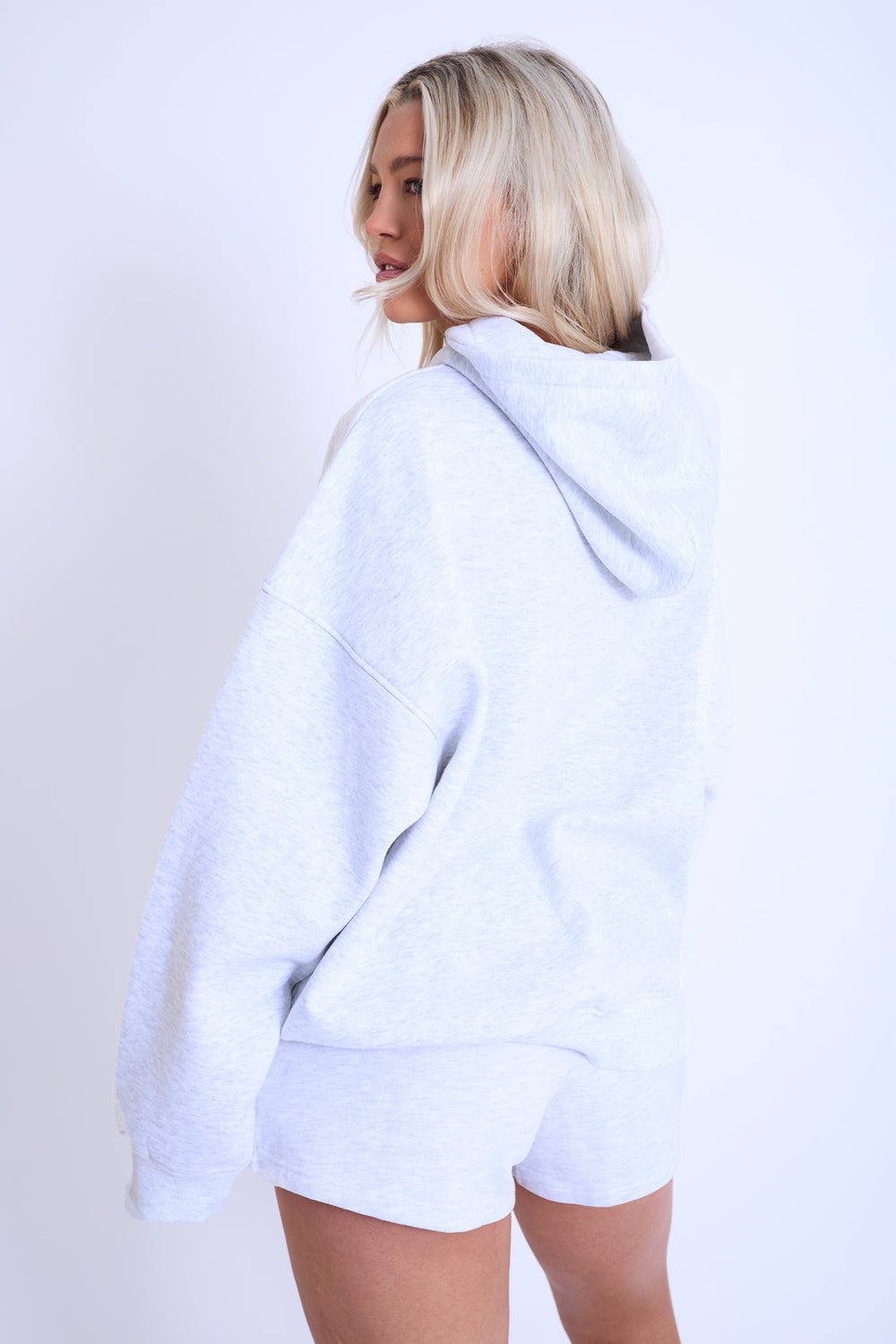 Kaiia Studio Bubble Logo Oversized Hoodie Light Grey Marl & Orange