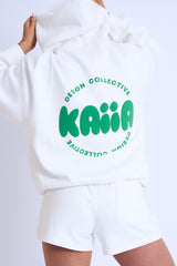 Kaiia Design Bubble Logo Oversized Hoodie Off White & Green