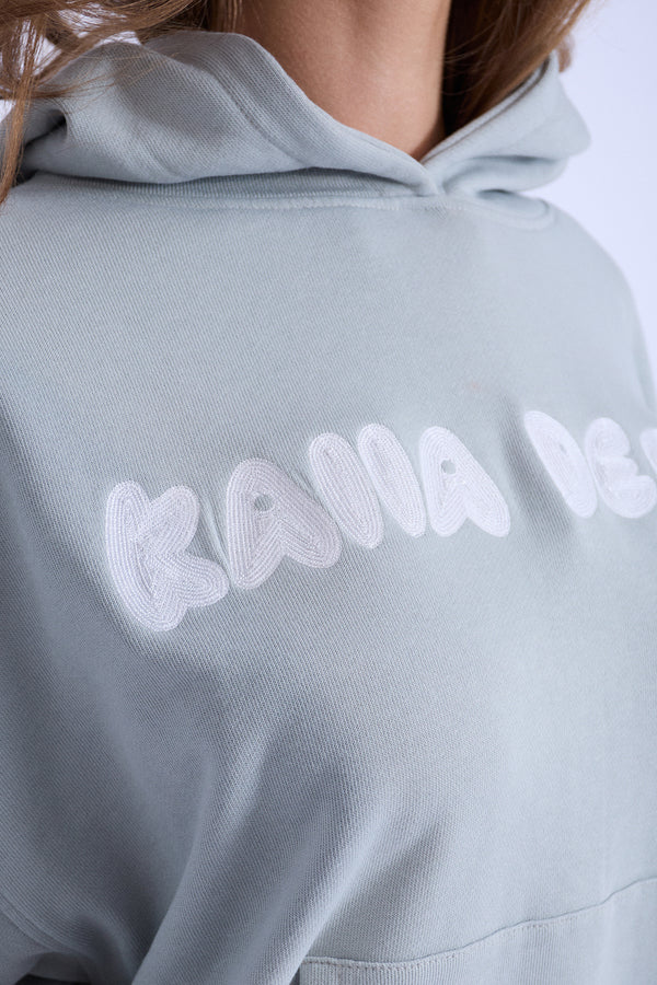 Kaiia Design Embroidered Bubble Logo Oversized Hoodie Foam Blue