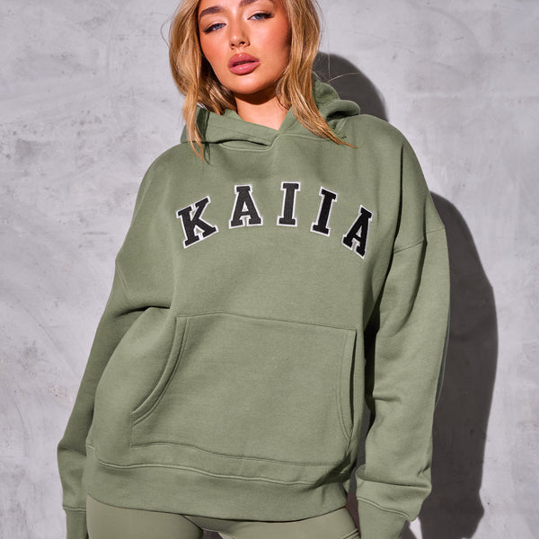 Kaiia Studio Logo Oversized Hoodie Khaki | Kaiia Kaiia Studio Logo Oversized Hoodie Khaki | Kaiia