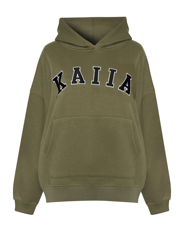 Kaiia Studio Logo Oversized Hoodie Khaki