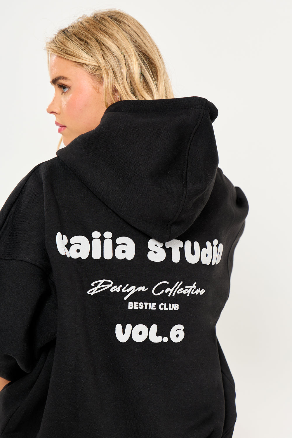 Kaiia Studio Bubble Logo Oversized Hoodie Black