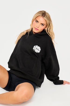 Kaiia Studio Bubble Logo Oversized Hoodie Black