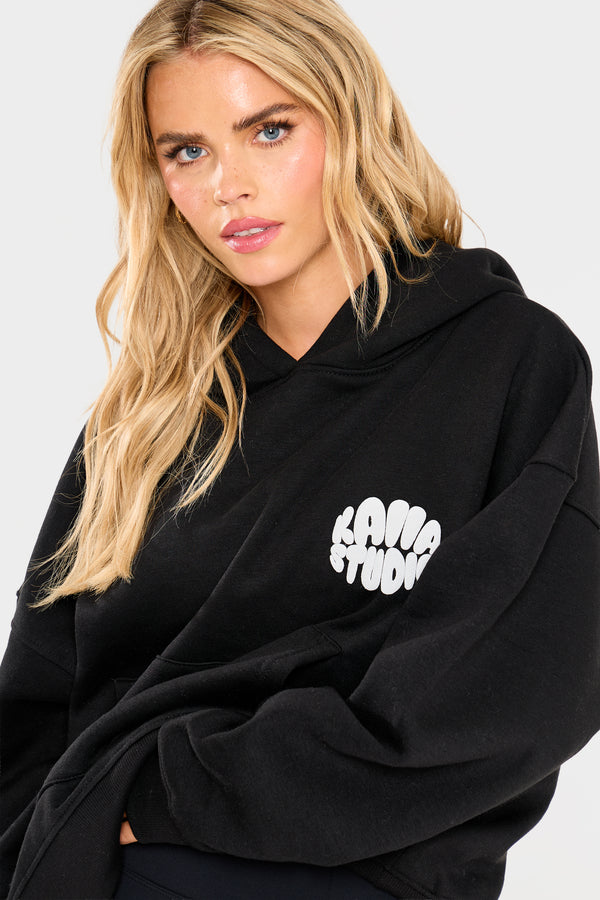 Kaiia Studio Bubble Logo Oversized Hoodie Black
