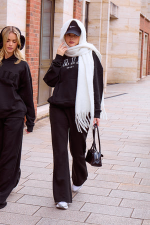 Kaiia Sport Logo Oversized Hoodie Black