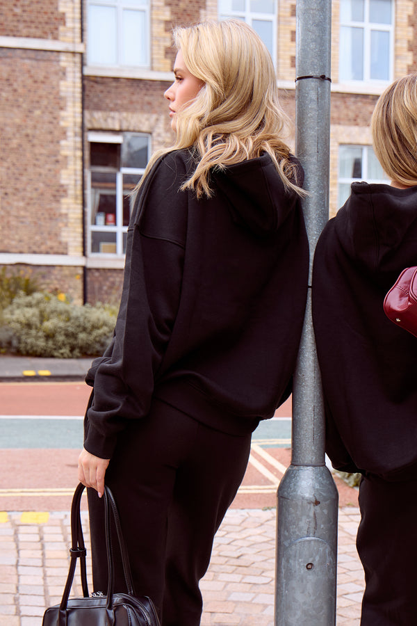 Kaiia Sport Logo Oversized Hoodie Black