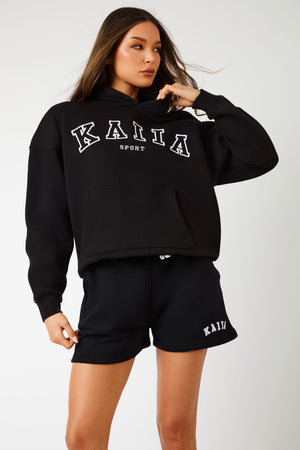Kaiia Sport Logo Oversized Hoodie Black