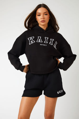 Kaiia Sport Logo Oversized Hoodie Black