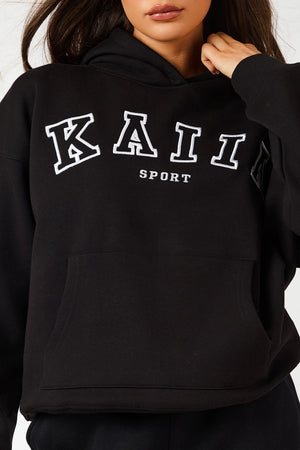 Kaiia Sport Logo Oversized Hoodie Black