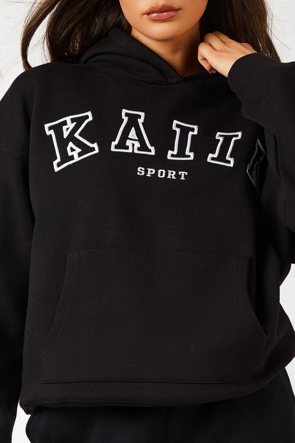 Kaiia Sport Logo Oversized Hoodie Black