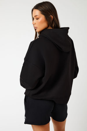 Kaiia Sport Logo Oversized Hoodie Black