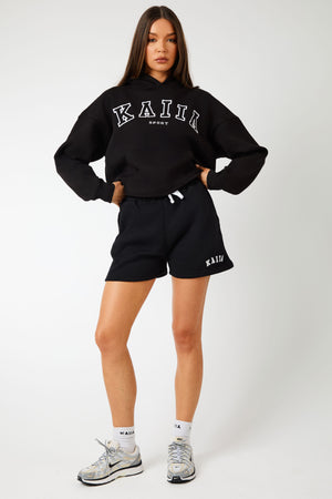 Kaiia Sport Logo Oversized Hoodie Black
