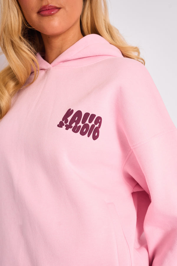 Kaiia Studio Bubble Logo Oversized Hoodie Pink & Plum