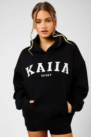 Kaiia Sport Oversized Hoodie Black & White