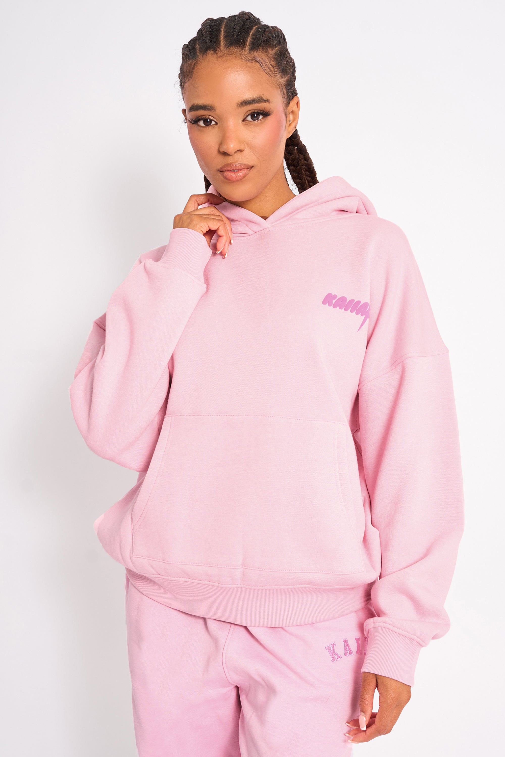 Kaiia Star Graphic Oversized Hoodie Baby Pink