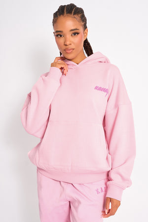 Kaiia Star Graphic Oversized Hoodie Baby Pink