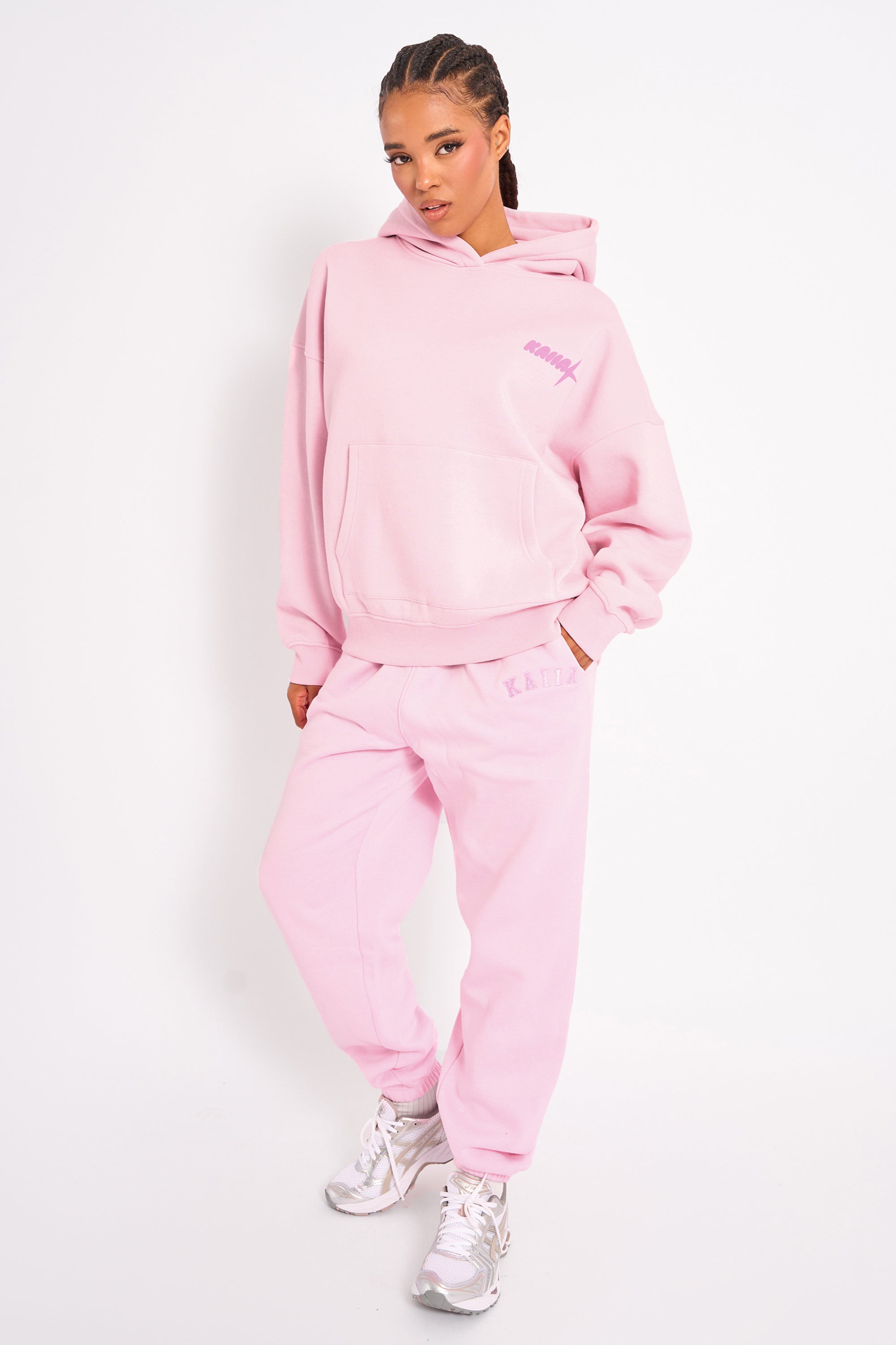 Kaiia Star Graphic Oversized Hoodie Baby Pink